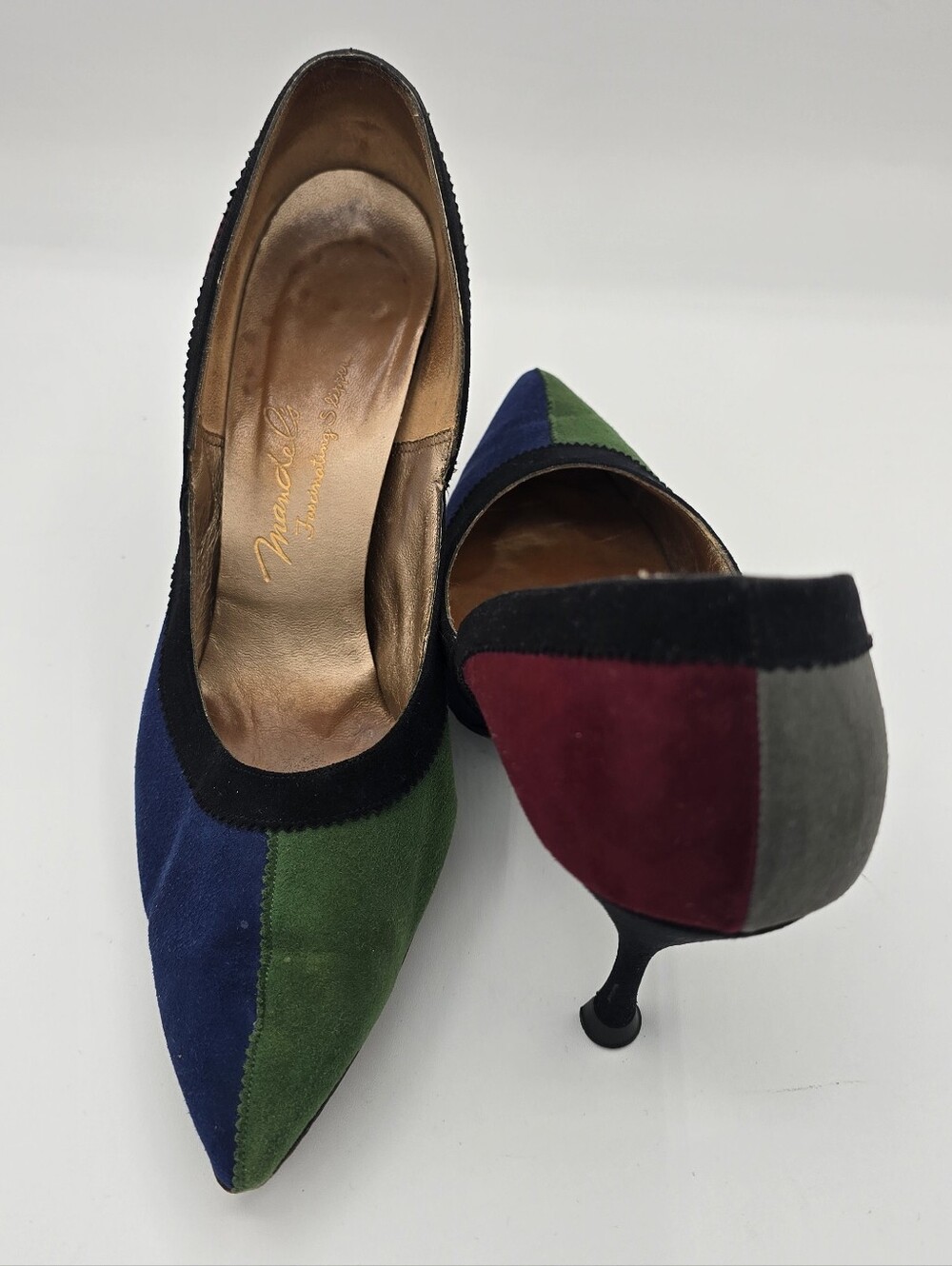 Josef Du Val Mandels - 60s Rare Vintage Fascinating Slipper Colourblock Heels